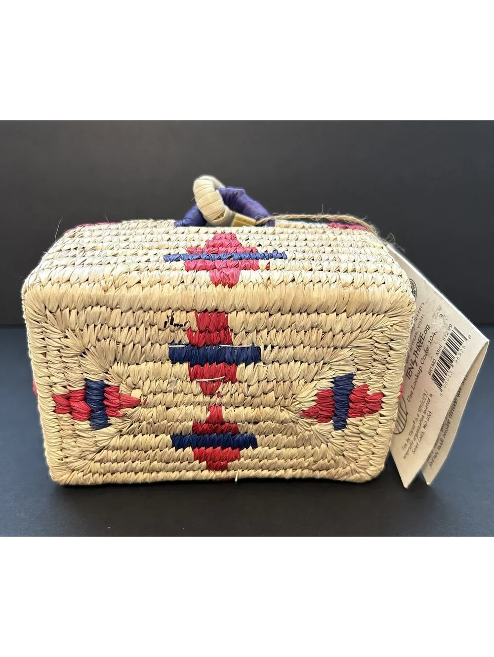 NWT Ten by Three Handmade Decorative Miniature Handwoven Basket Bangladesh